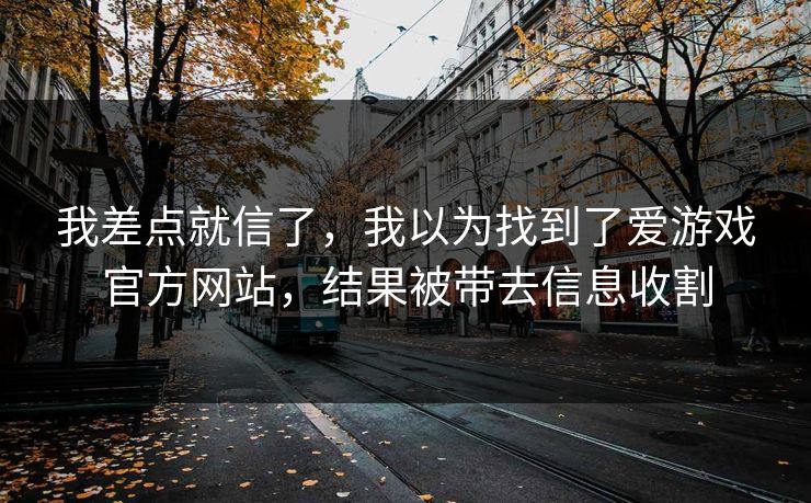 我差点就信了，我以为找到了爱游戏官方网站，结果被带去信息收割