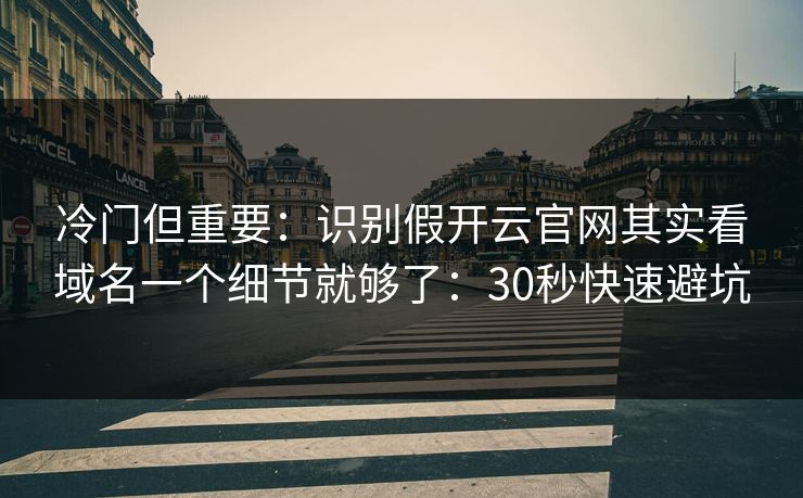 冷门但重要：识别假开云官网其实看域名一个细节就够了：30秒快速避坑